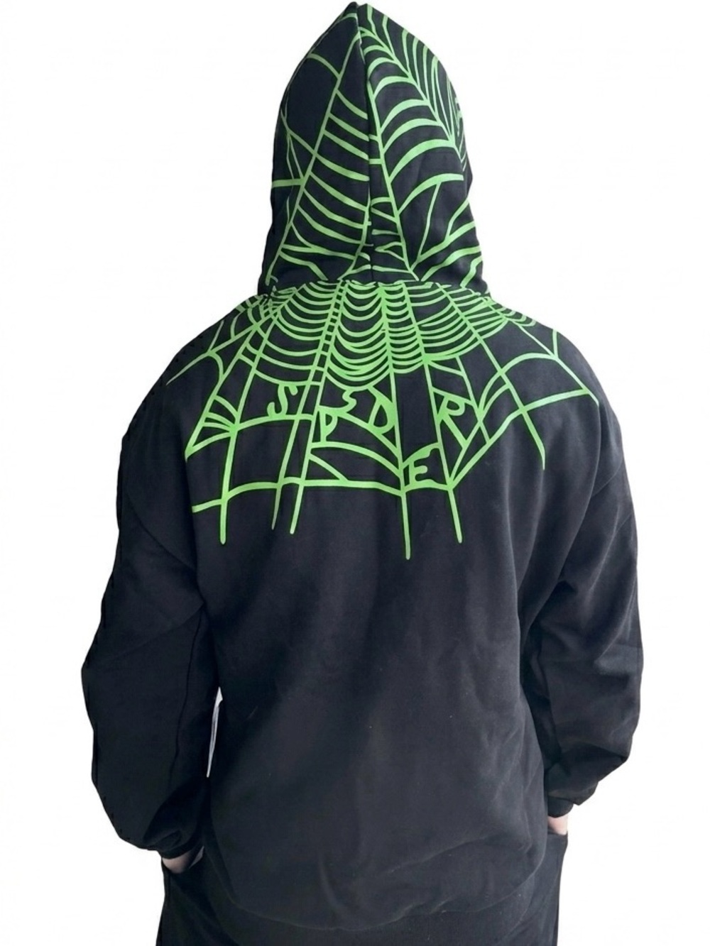 King Spider Black Hoodie with Spiderweb Tag Graphic